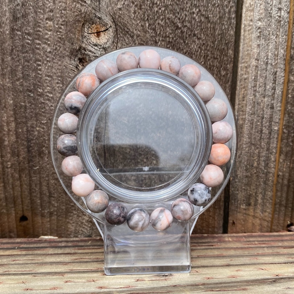 Pink Zebra Jasper Crystal Handmade Beaded Bracelet Jasper Stone